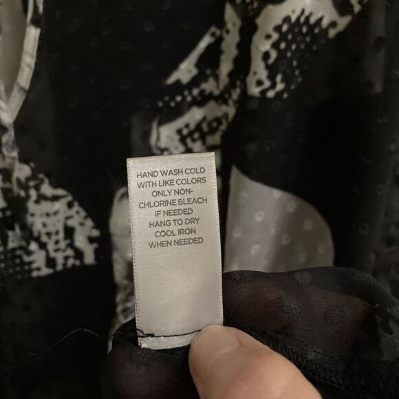 Avenue tie front floral flowy black & white polka dot tunic BoHo blouse 26 NEW - Picture 7 of 7